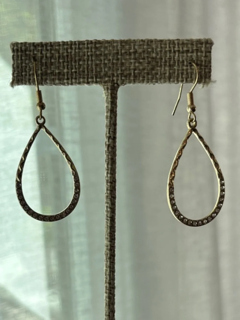 Park Lane Gold Teardrop Earrings with Crystal Accents